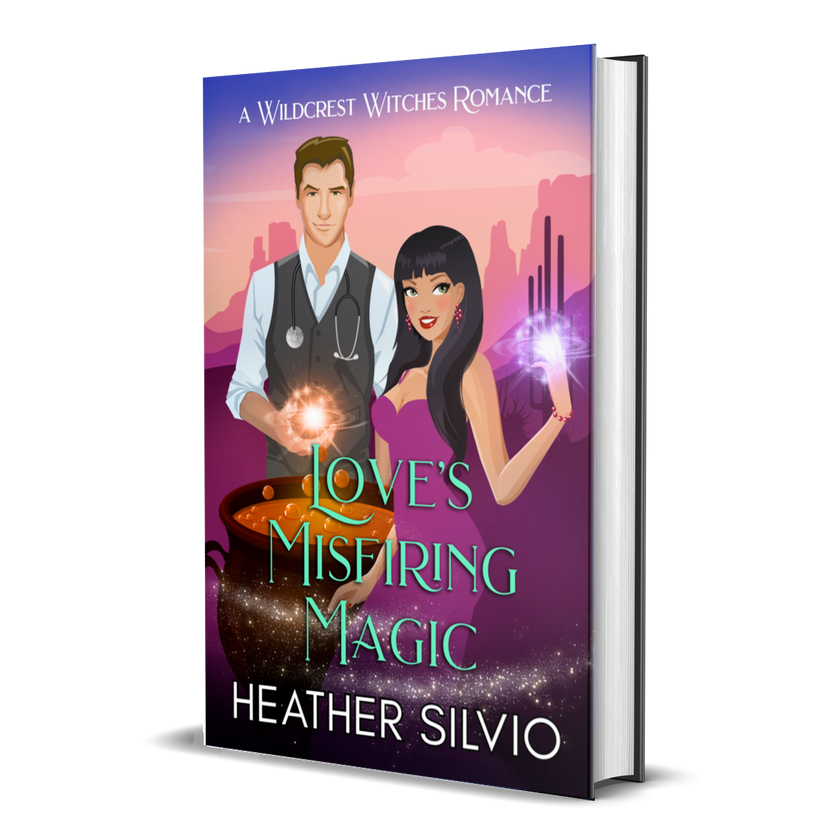Love's Misfiring Magic (Wildcrest Witches #1) Hard Cover Mockup Happiness by the Numbers cover